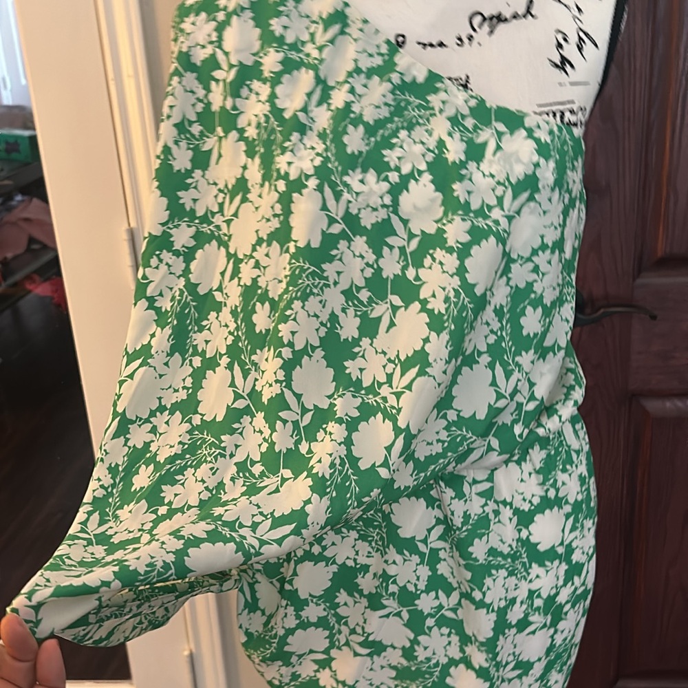 Green and White Floral Dress